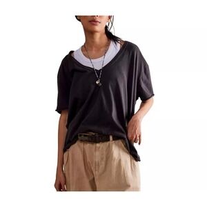 We The Free Women Top‎ XS Nina Vneck Tshirt Relax Oversize Loose